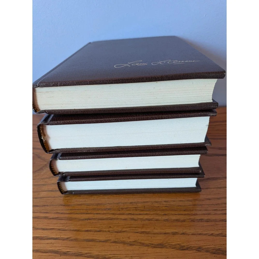 Vintage Louis L'Amour Collection 4 Book Set 1980s Bantam Leatherette Westerns